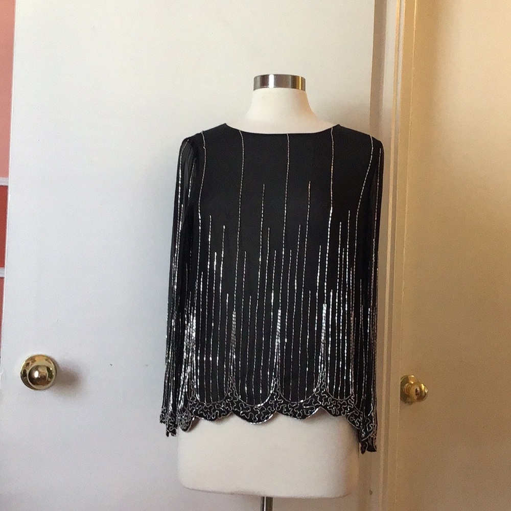 NWTs Tower silk and beaded top